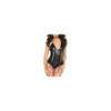 Body sexy noir wetlook ajouré avec laçage 